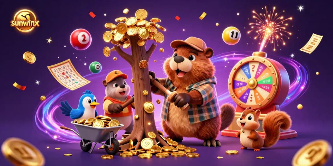 Experience the excitement of winning at sunwinx with vibrant casino-themed characters and dynamic game elements.