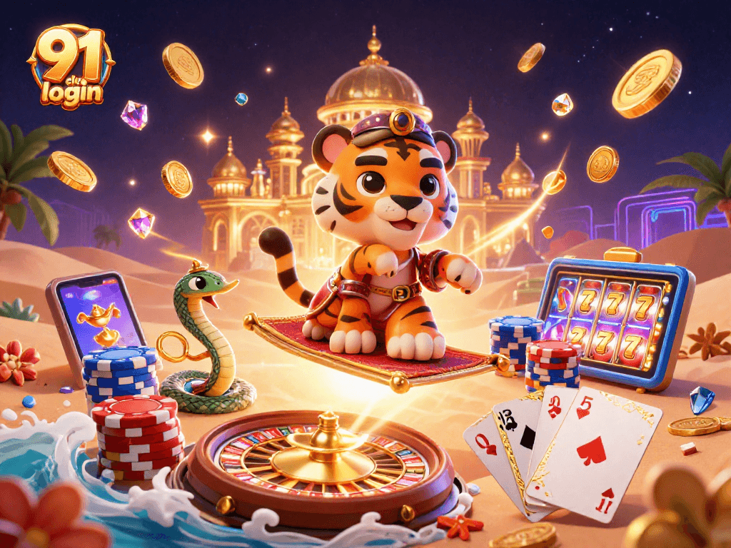 Engage in thrilling gameplay at 91 club login with a vibrant 3D casino illustration.