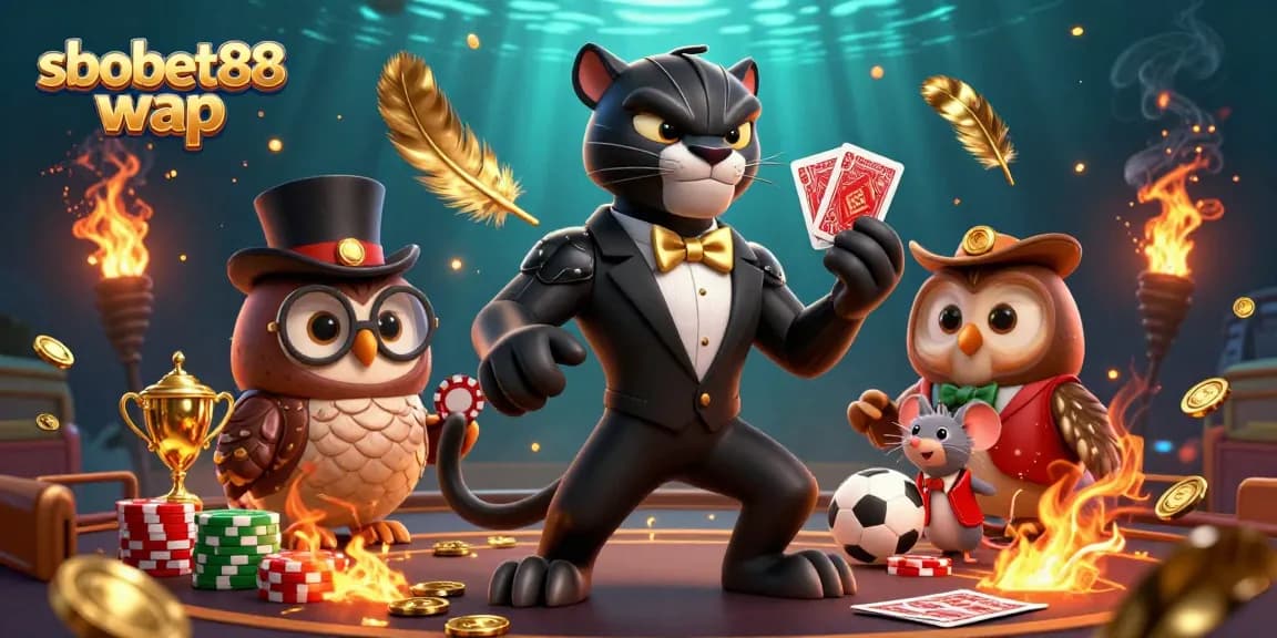 Experience sbobet88 wap sports betting with animated characters and vibrant casino elements.