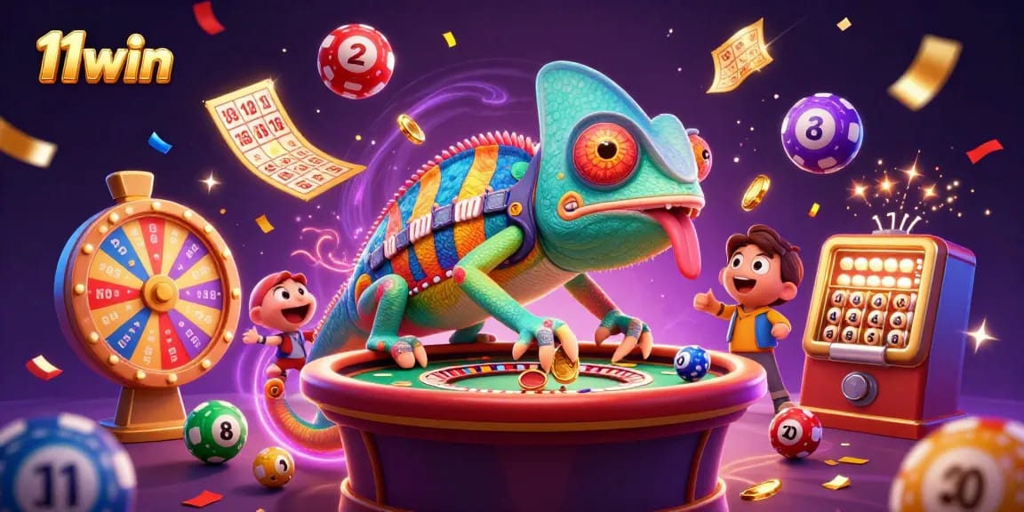 Experience the fun at 11win with a vibrant casino scene featuring lively games and colorful elements.