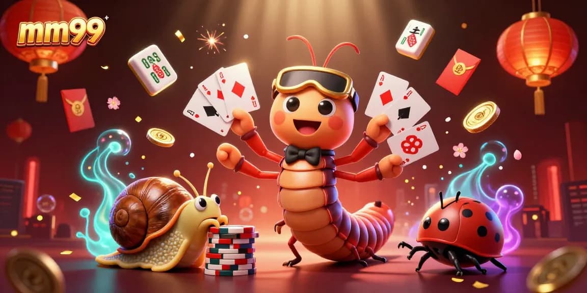 Witness mm99's thrilling gameplay with vibrant casino characters and festive elements in a dynamic scene.