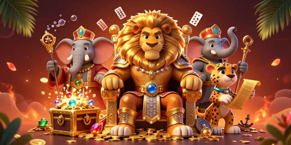 Hit the jackpot with Rikvip’s slots in this vibrant 3D casino illustrated scene filled with excitement.
