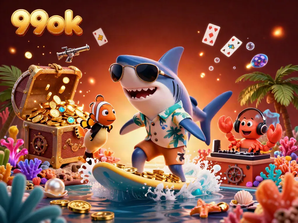 Surf the golden waves of 99ok with a savvy shark and casino treasures!