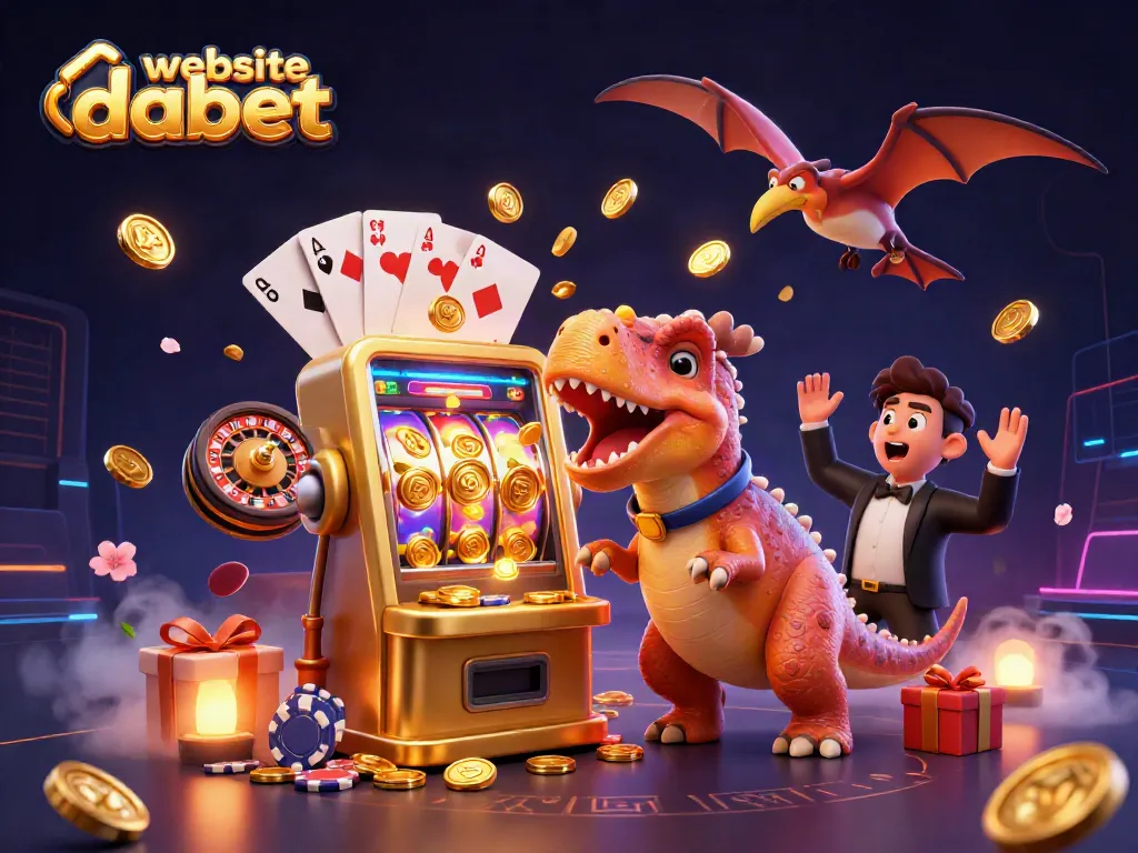Experience thrilling gameplay with website dabet as a cartoon dinosaur celebrates a golden jackpot