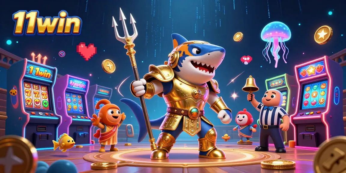Engage in thrilling gaming at 11win with a vibrant underwater casino scene featuring slots and arcade games.