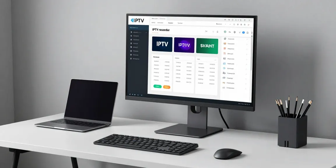 IPTV reseller panel management in a modern tech workspace showcasing advanced software solutions.