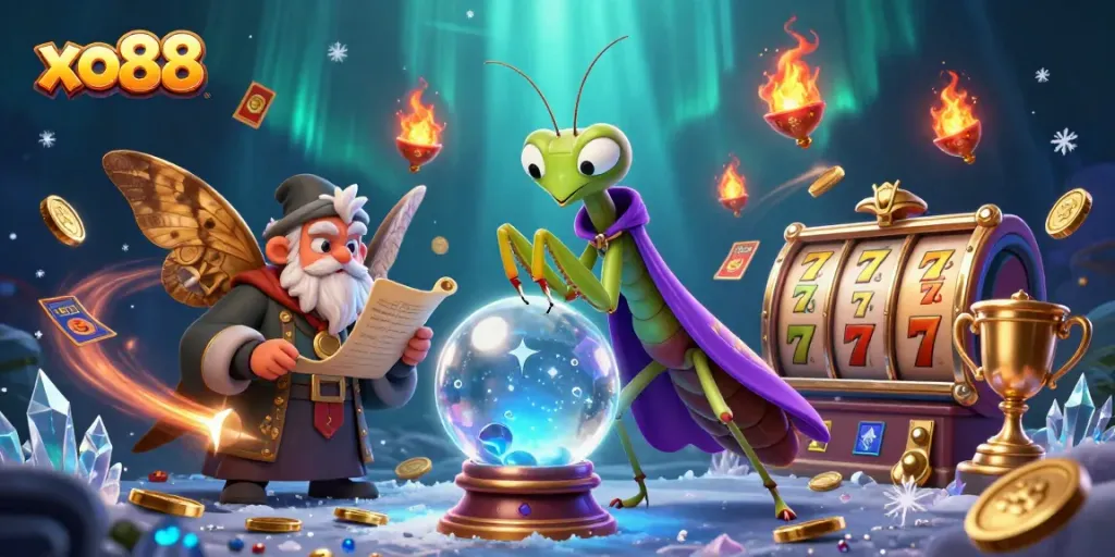 Experience thrilling gameplay with xo88 in this vibrant 3D casino scene featuring dynamic slot elements.