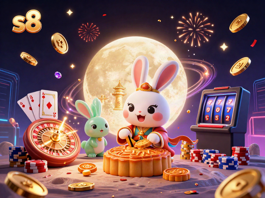 Experience winning moments at s8 with this vibrant lunar-themed casino illustration featuring lucky poker chips and stunning game elements.