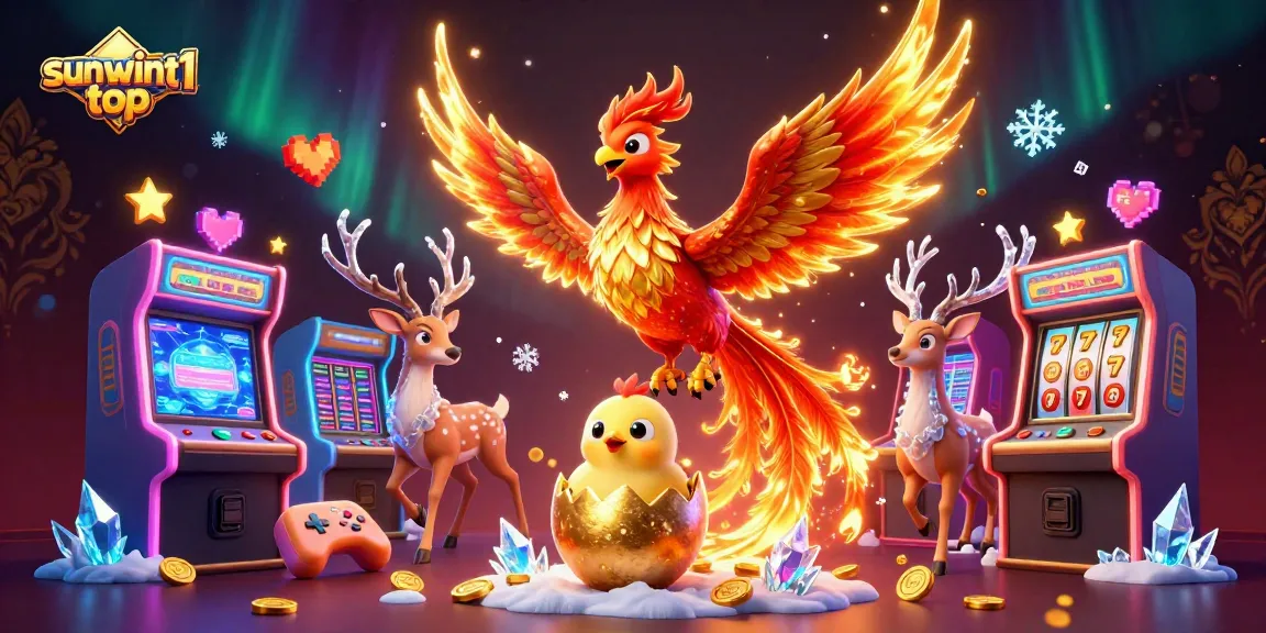 Engage with sunwint1 top's immersive casino experience through vibrant 3D illustrations featuring dynamic gaming elements.